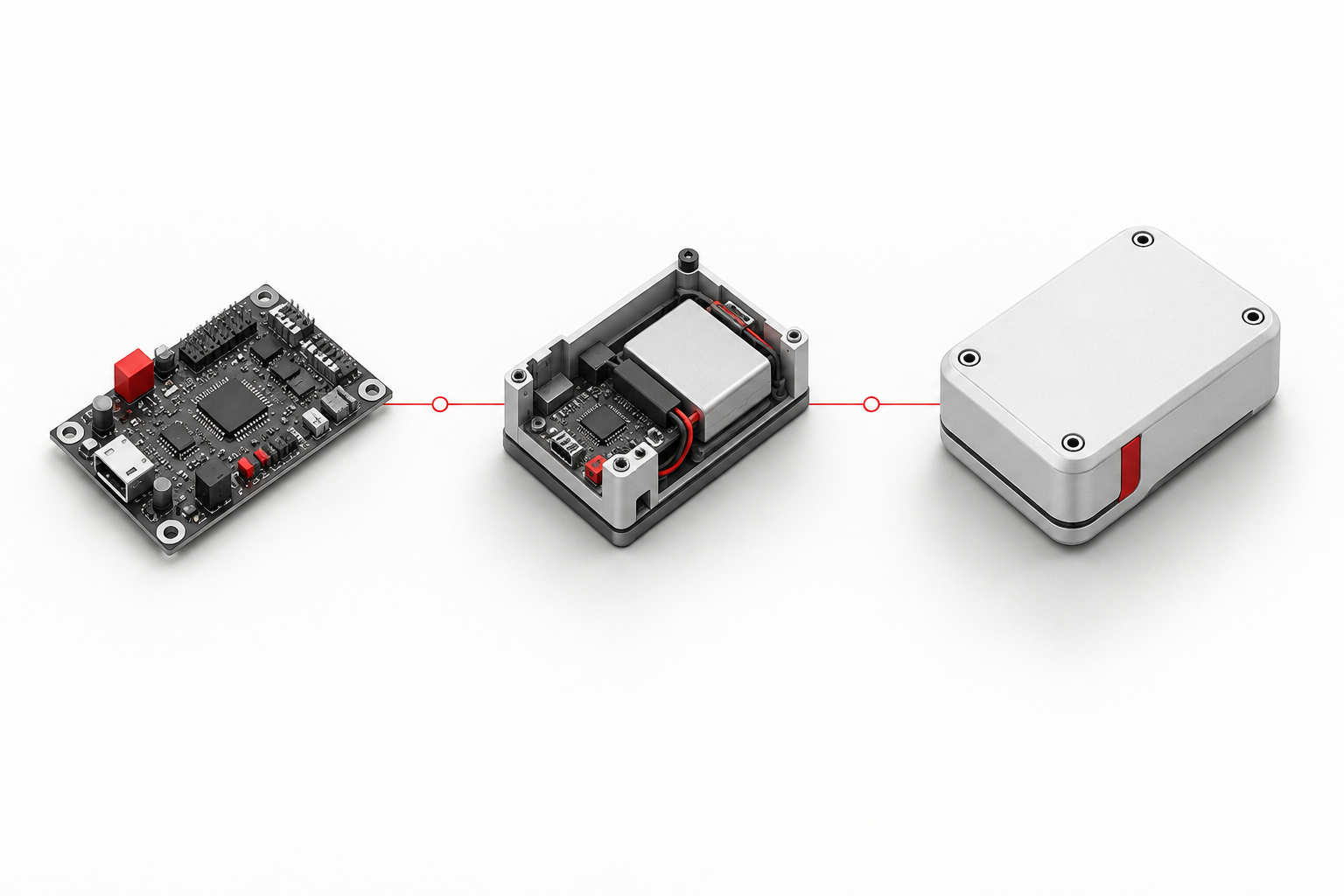 A concept illustration of development from circuit board to module